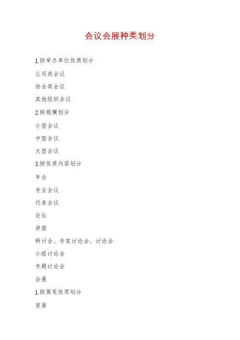 会议会展种类划分