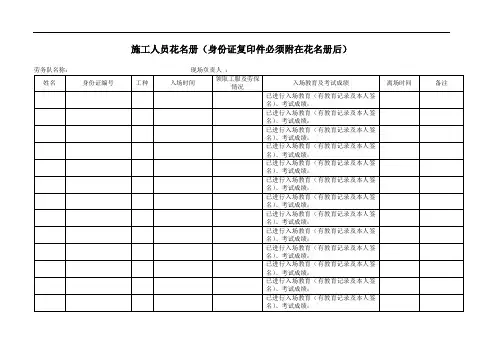 工程施工队伍花名册