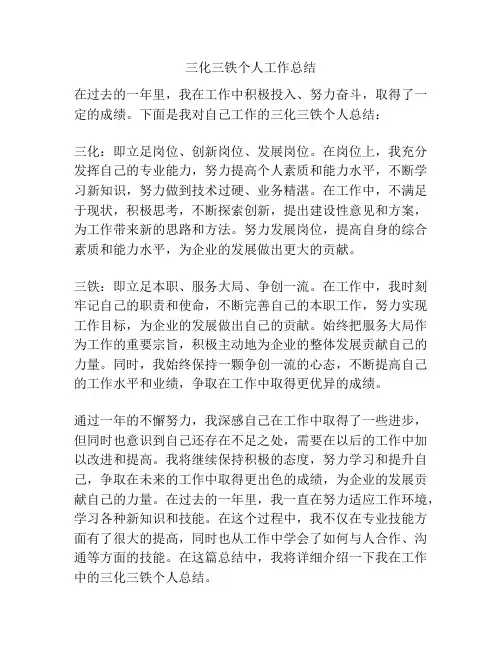 三化三铁个人工作总结