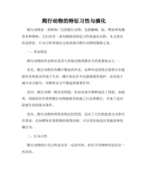 爬行动物的特征习性与演化