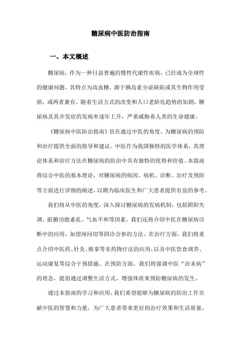 糖尿病中医防治指南