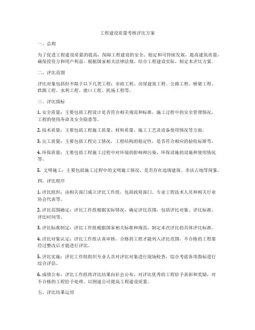 工程建设质量考核评比方案