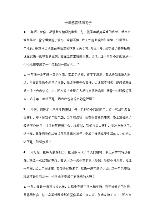 十年感言精辟句子
