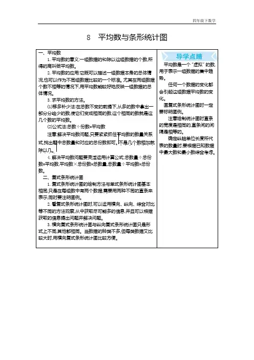 人教版四年级数学下8.平均数和条形统计图