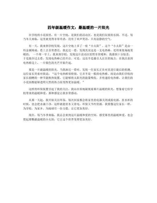 四年级温暖作文：最温暖的一片阳光