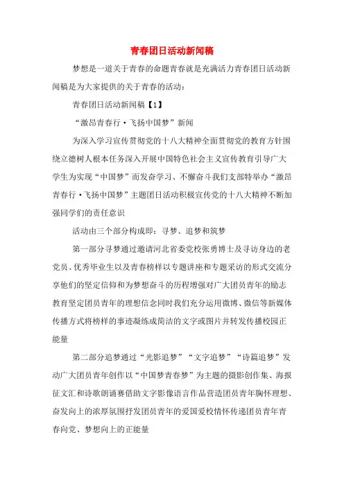青春团日活动新闻稿