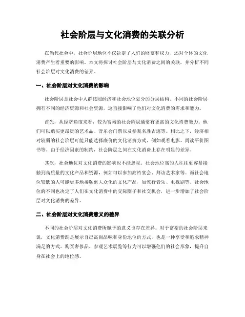 社会阶层与文化消费的关联分析