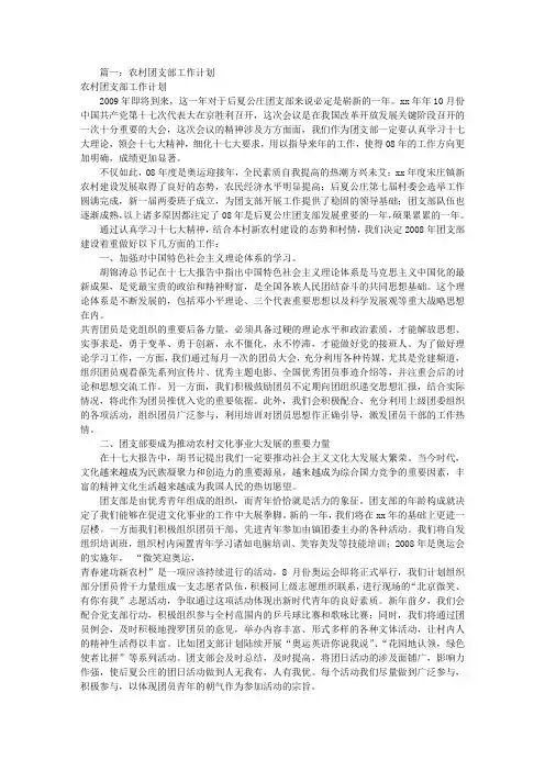 农村团支部工作计划(共10篇)
