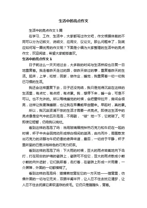 生活中的亮点作文5篇