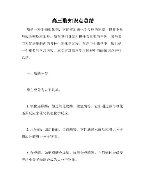 高三酶知识点总结