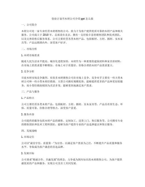 创业计划书木材公司介绍ppt怎么做