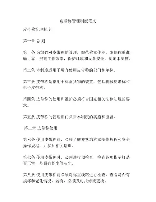 皮带称管理制度范文