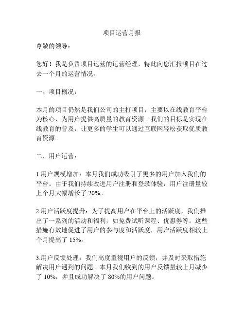 项目运营月报