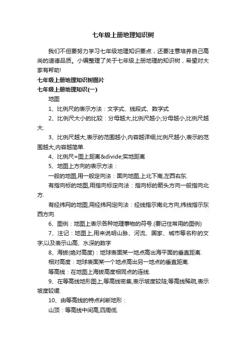 七年级上册地理知识树