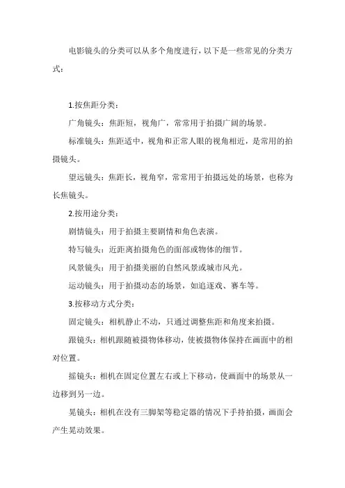 电影镜头分类