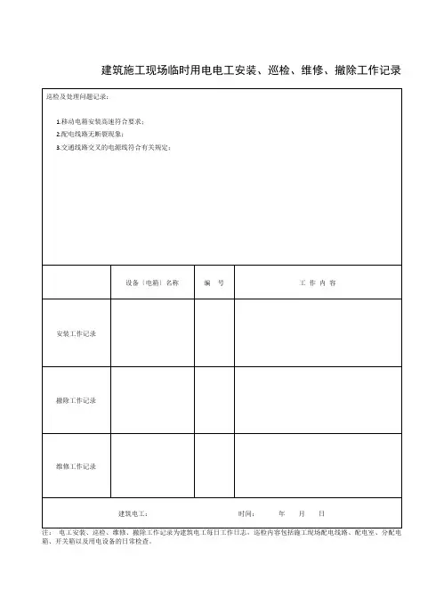 电工巡查记录表