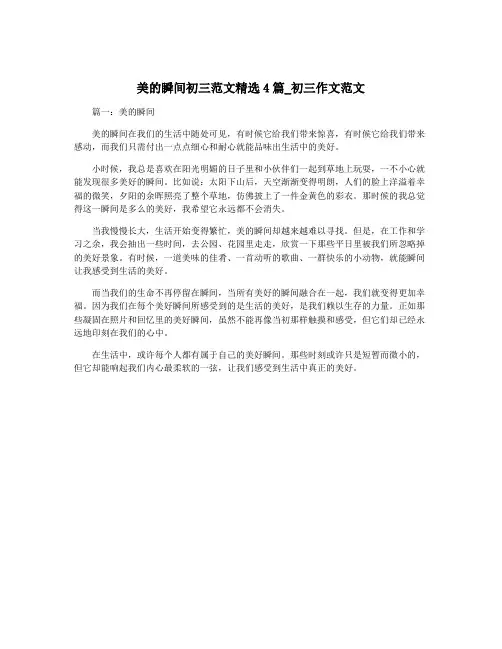 美的瞬间初三范文精选4篇_初三作文范文