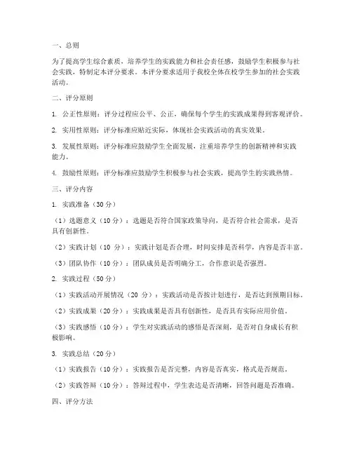学生社会实践评分要求