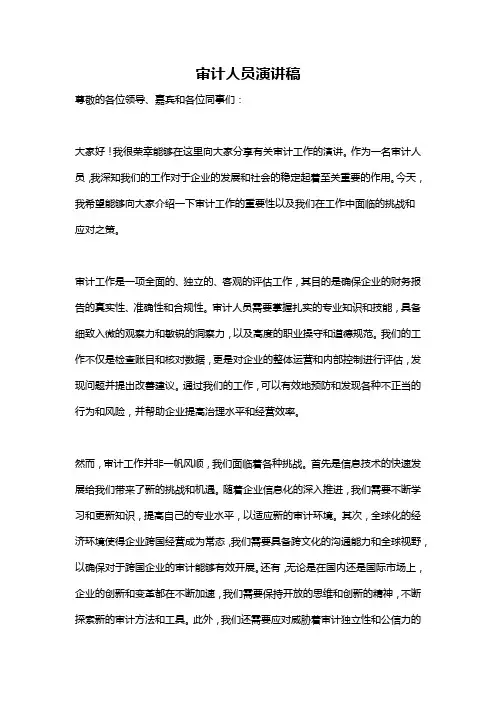 审计人员演讲稿