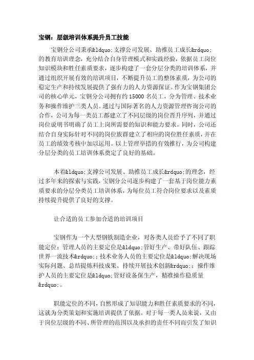 宝钢：层级培训体系提升员工技能[方案]
