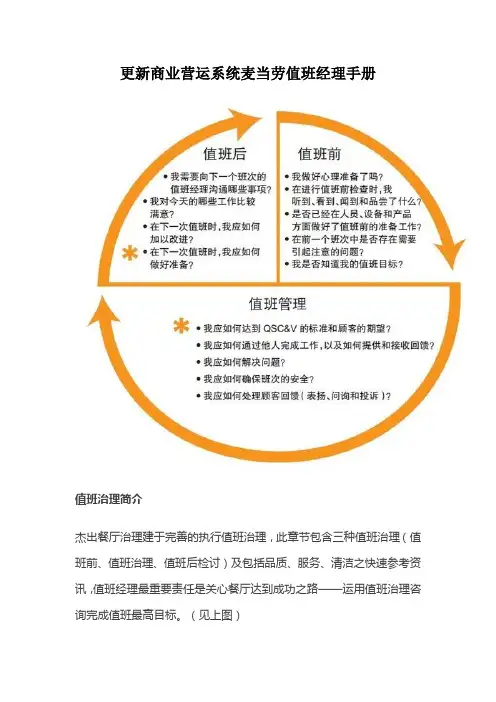 更新商业营运系统麦当劳值班经理手册