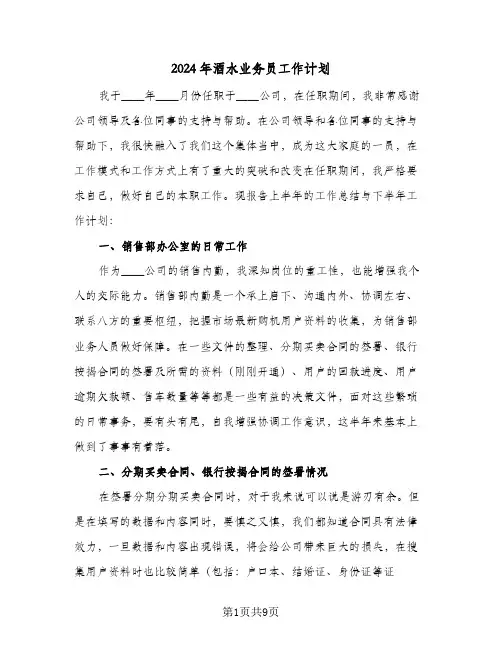2024年酒水业务员工作计划（五篇）