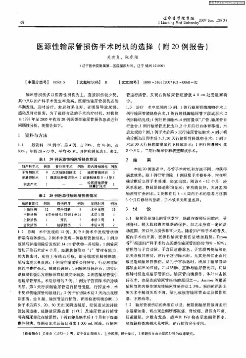 医源性输尿管损伤手术时机的选择(附20例报告)