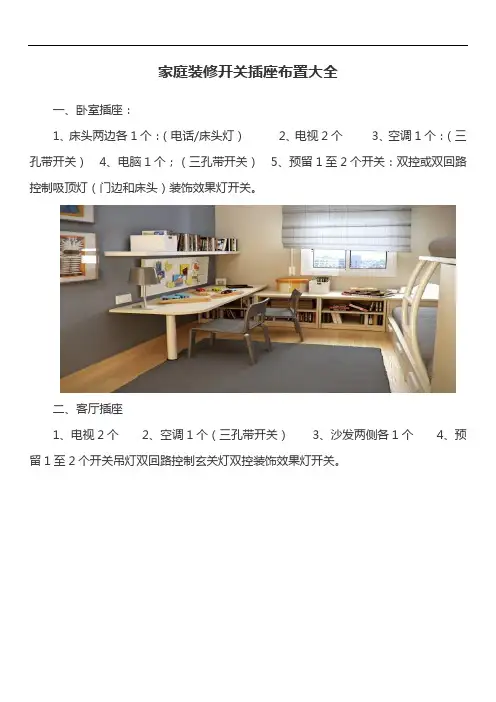 最新家庭装修开关插座布置大全演示教学