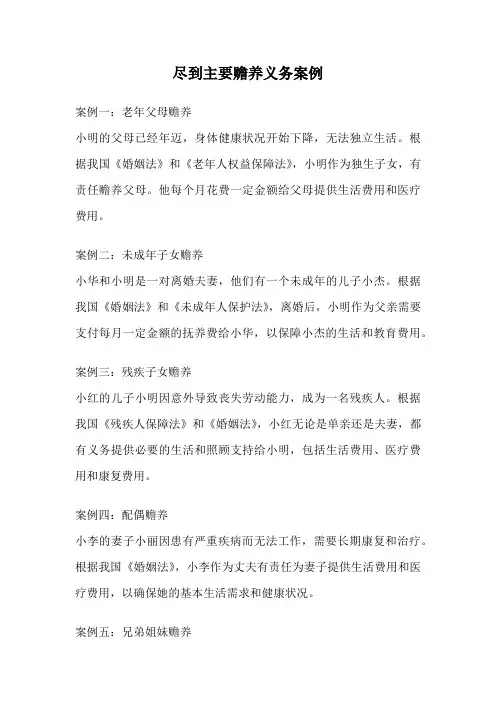 尽到主要赡养义务案例