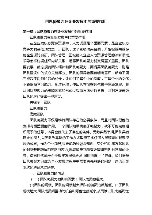 团队凝聚力在企业发展中的重要作用