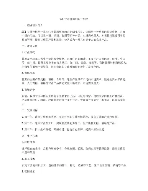 syb甘蔗种植创业计划书