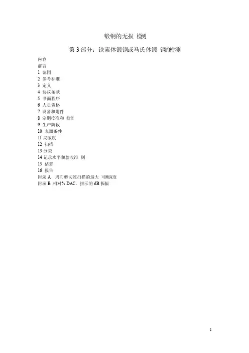 EN10228-3锻钢的无损检测