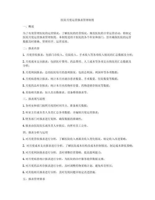 医院月度运营报表管理制度