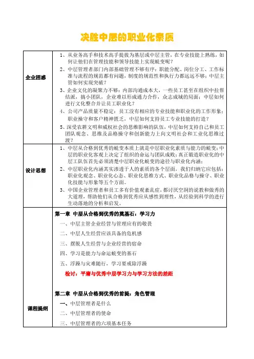 决胜中层的职业化素质