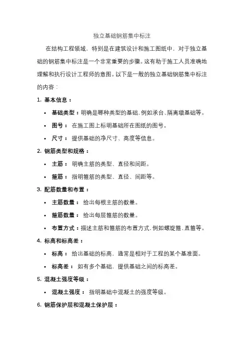 独立基础钢筋集中标注