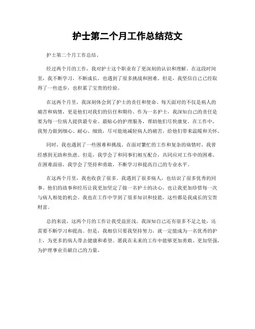 护士第二个月工作总结范文