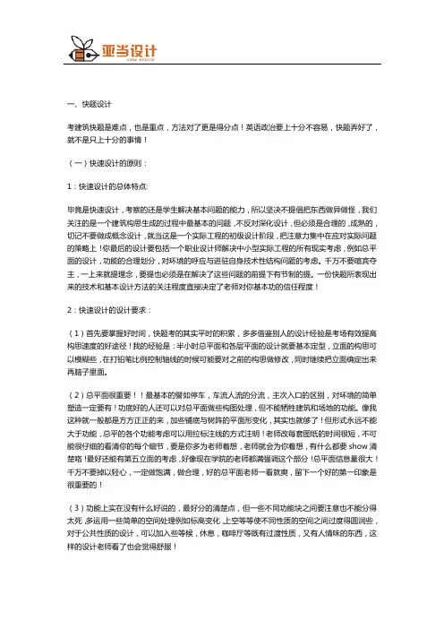 考研建筑快题手绘经验总结