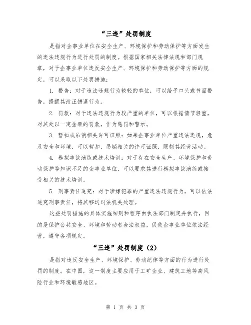 “三违”处罚制度(3篇)
