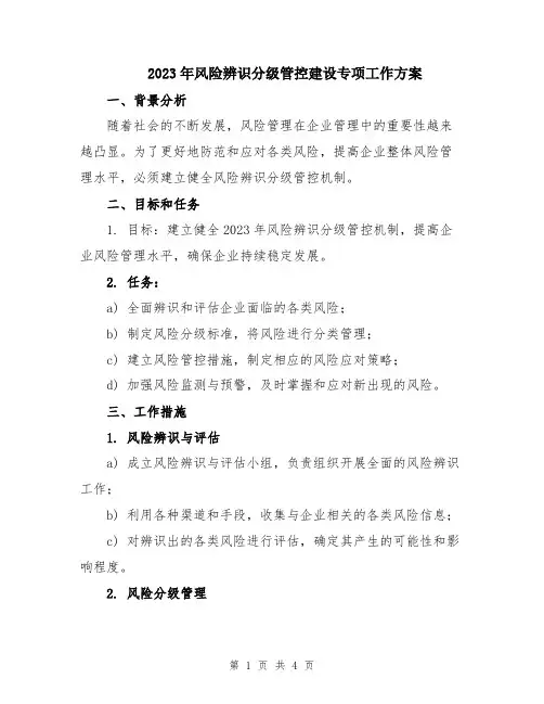 2023年风险辨识分级管控建设专项工作方案