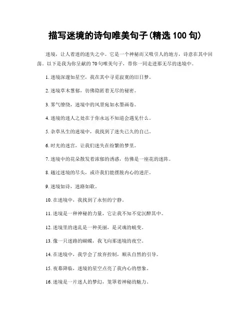 描写迷境的诗句唯美句子(精选100句)