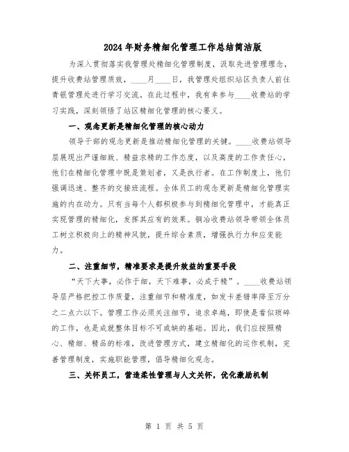 2024年财务精细化管理工作总结简洁版（3篇）