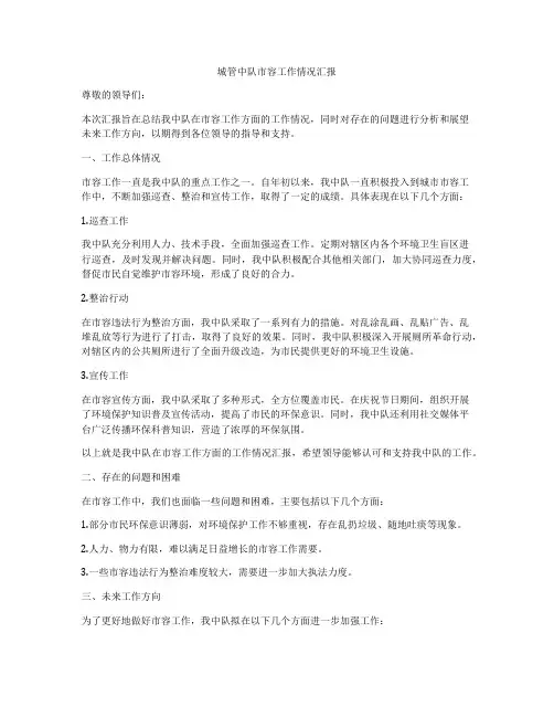 城管中队市容工作情况汇报
