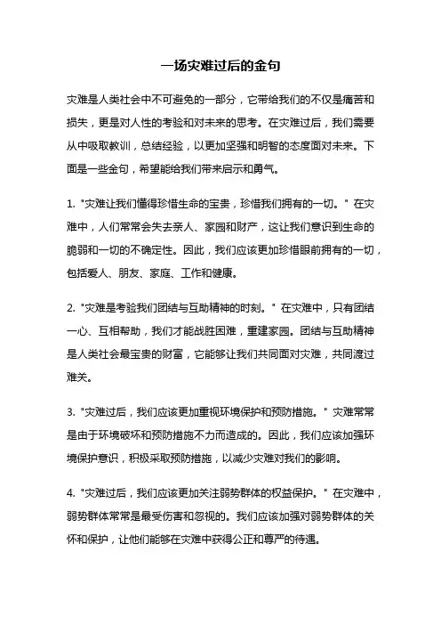 一场灾难过后的金句