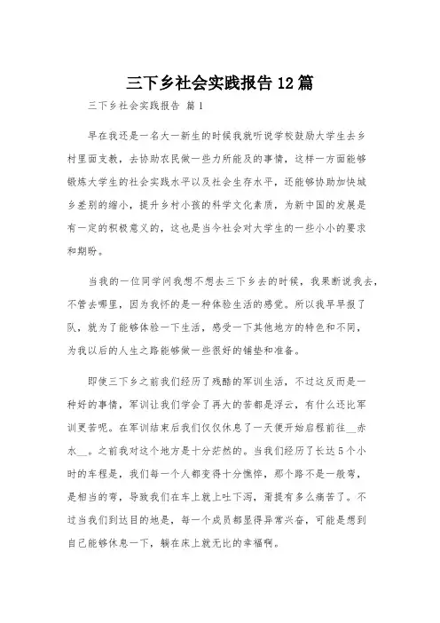 三下乡社会实践报告12篇