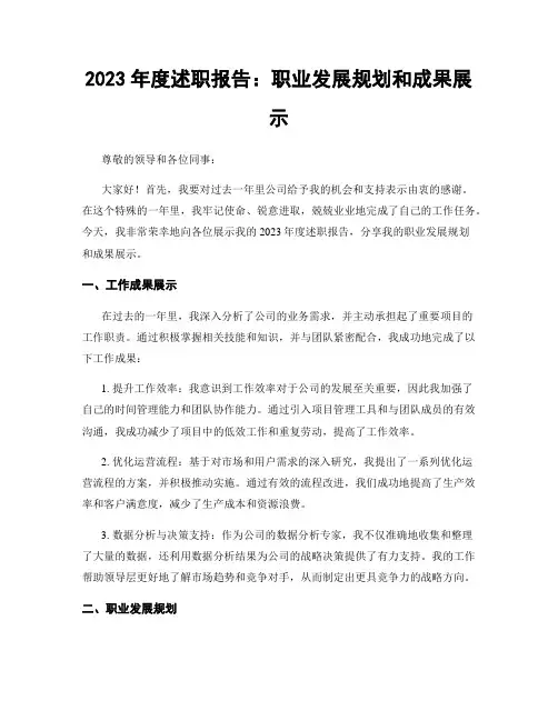 2023年度述职报告：职业发展规划和成果展示