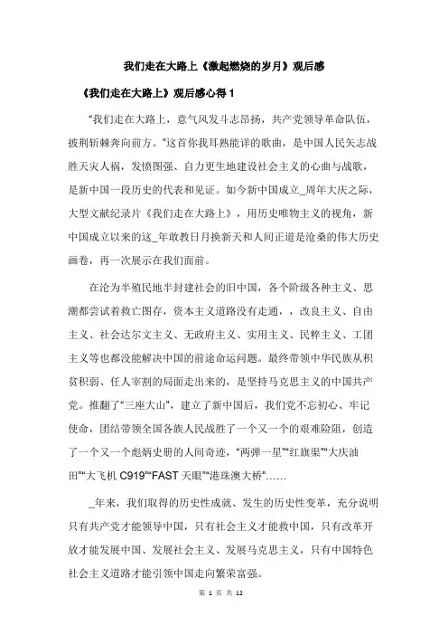 我们走在大路上《激起燃烧的岁月》观后感