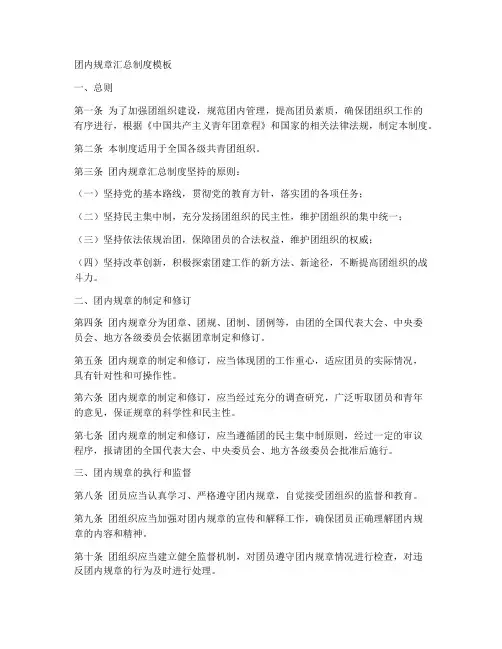 团内规章汇总制度模板