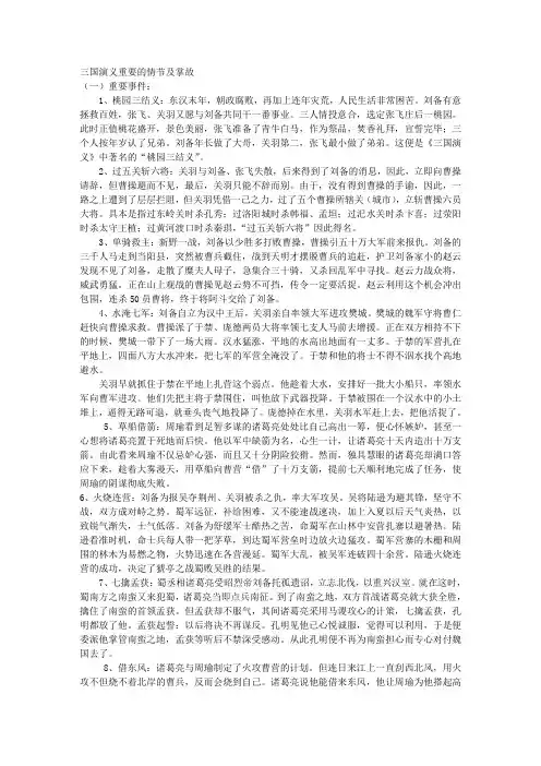 三国演义重要的情节及掌故