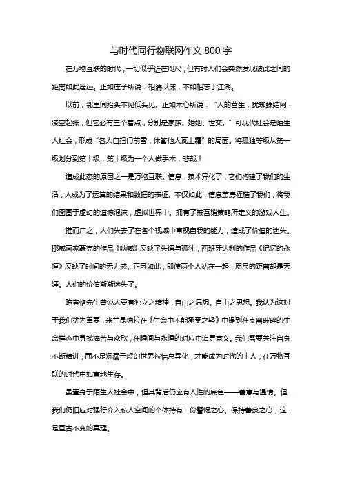 与时代同行物联网作文800字