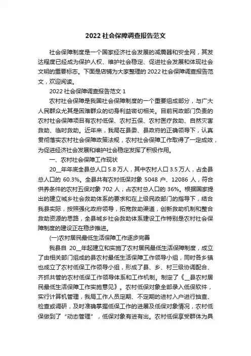 2022社会保障调查报告范文